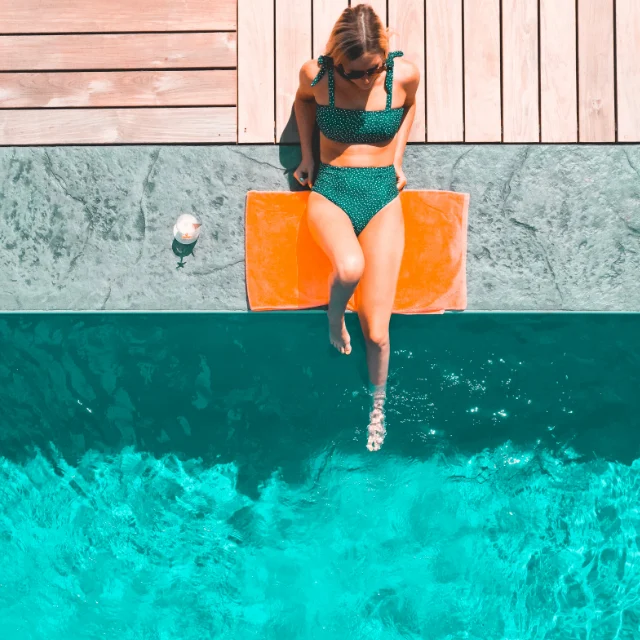 Pool water surface reflecting daylight