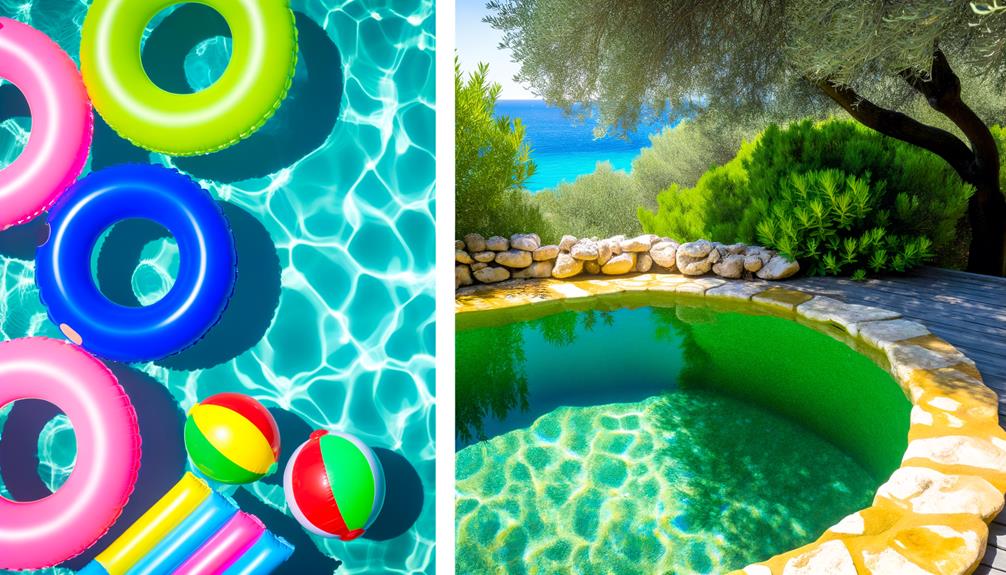 Pool water testing and chemical supplies used for water balancing
